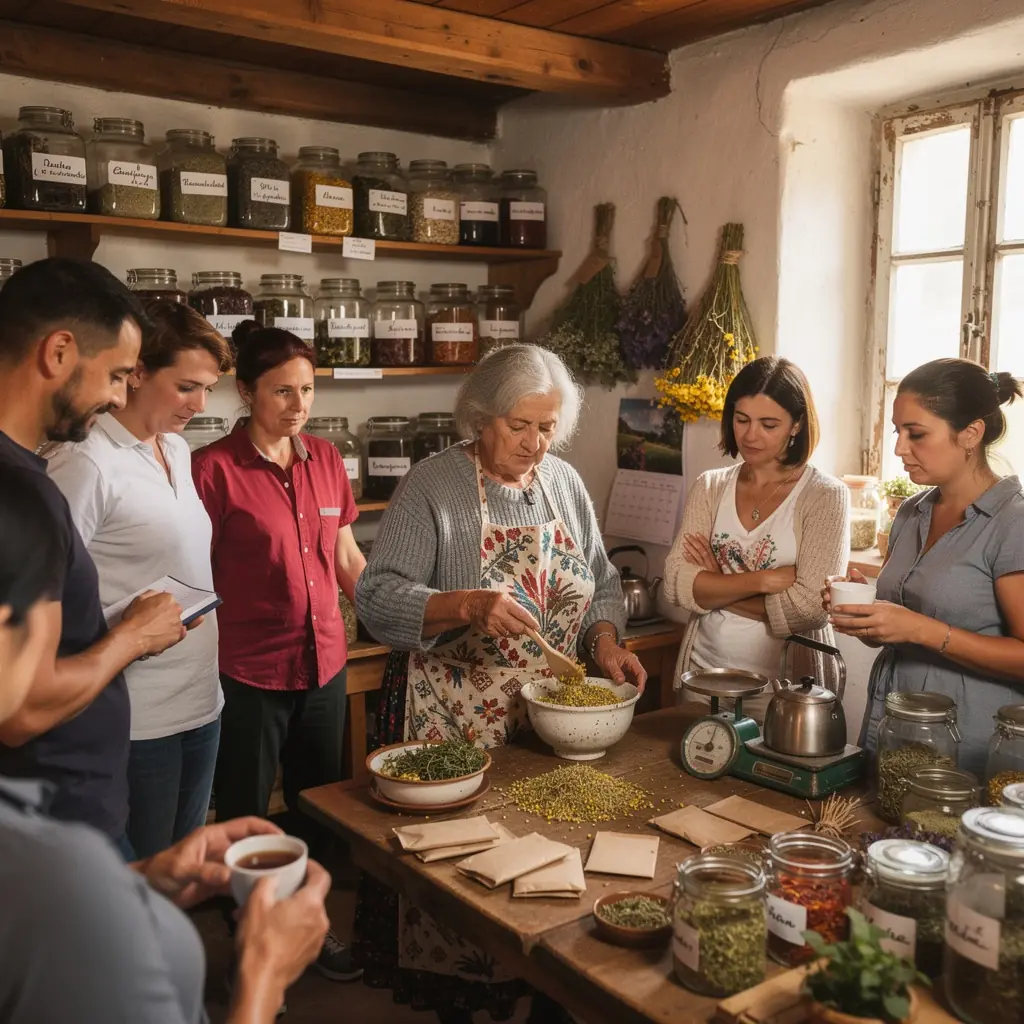 Biljni čajevi raznovrsnih boja i mirisa prikazani u elegantnim šalicama.