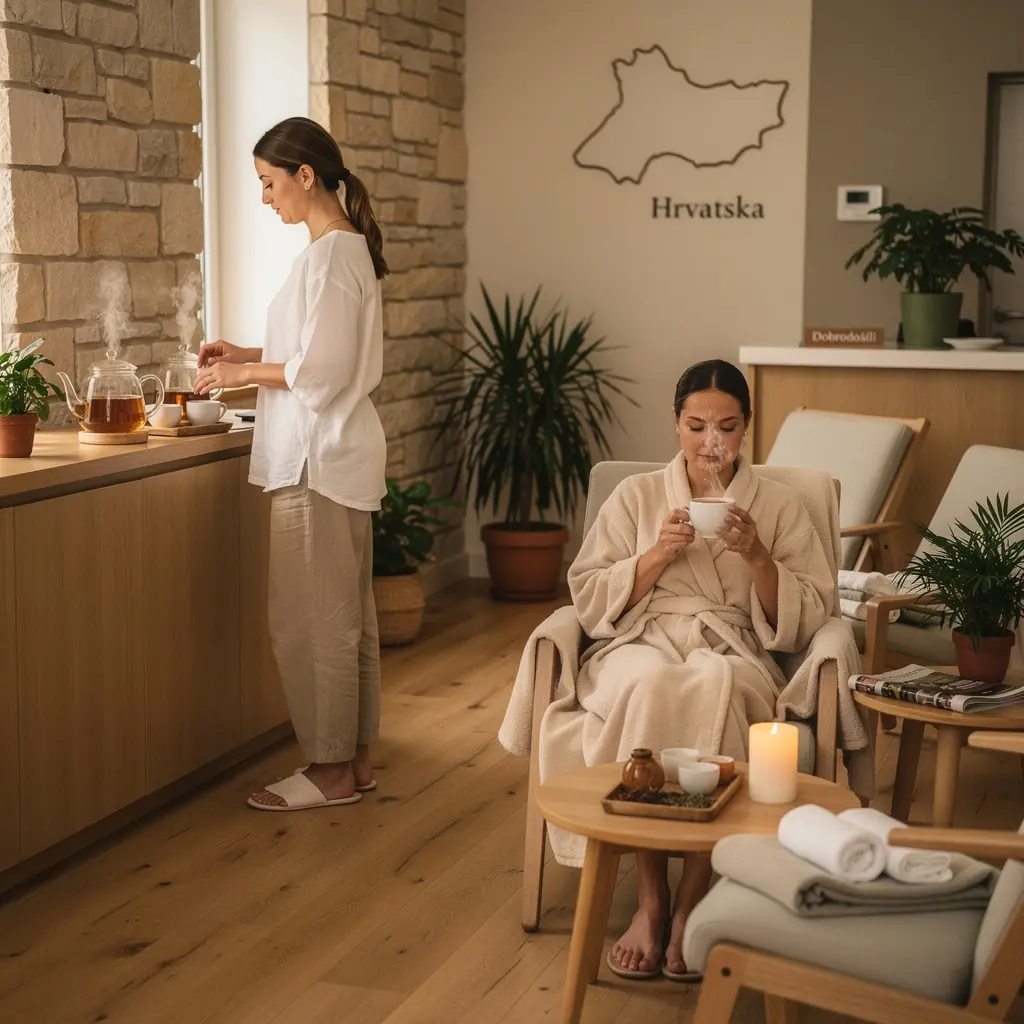 Zlatni tonovi čaja u prozirnoj šalici s listovima mente u pozadini.