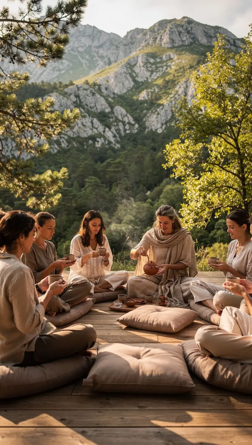 Zeleni čaj s mirisom lavande u šalici na drvenom stolu.